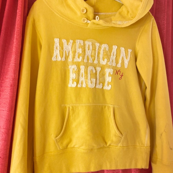 Vintage American Eagle Yellow Athleisure Women Pullover Hoodie Sweatshirt Jacket - Picture 2 of 4